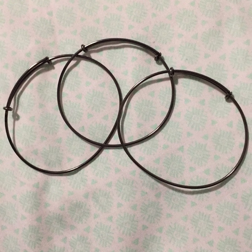 Dark silver alex and ani set of bangles